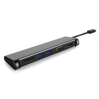 UPTab USB-C (Type C) to HDMI™ 4K, VGA,  2 USB 3.0, Card Reader Adapter - Front